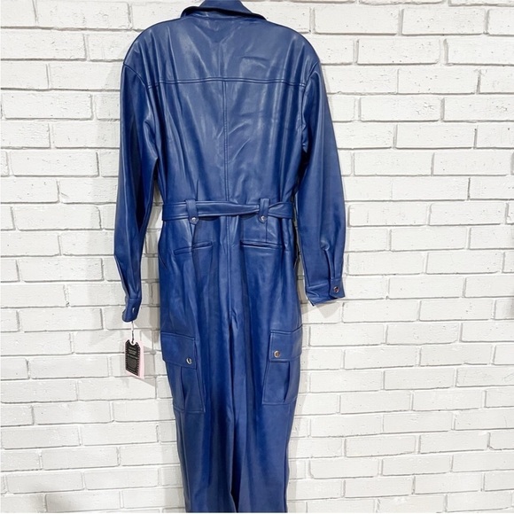 Avec Les Filles Women’s Faux Leather Utility Jumpsuit - Picture 2 of 3